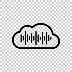 Poster - Simple icon with cloud and sound equalizer wave. Thin outline. O