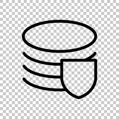 Poster - Simple protect of database. Linear, thin outline. On transparent
