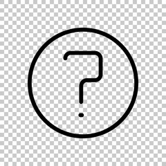 Poster - Simple question in circle. Linear, thin outline. On transparent