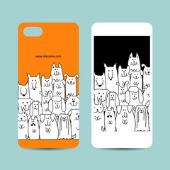 Wall Mural - Mobile phone design, funny dogs family