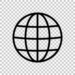 Poster - Simple globe icon. Linear, thin outline. On transparent backgrou