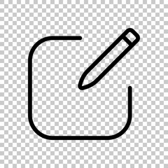 Poster - Edit icon. Square and pen. Linear, thin outline. On transparent