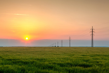 Wall Mural - Sunrise in Central Bohemians  Uplands, Czech Republic. HDR Image