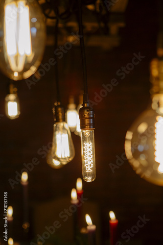 Creative Lamp Lights Above A Festive Wedding Dinner Table
