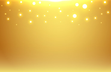 Wall Mural - abstract gold blurred background with bokeh and gold glitter header.