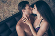 © deagreez - So long desired kiss! Side profile view photo of seductive hot tempting romantic sexual beautiful attractive cute horny handsome charming alluring kiss with tongue between wife and husband