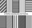 Set of striped seamless pattern. Vector black and white backgrounds