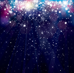 Wall Mural - vector holiday,blue, sparkle background with lights and stars.