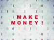 © Maksim Kabakou - Finance concept: Painted red text Make Money! on Digital Data Paper background with Binary Code