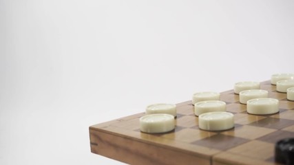 Poster - Сhessboard with chess on a table, rotation 360 degrees. Beautiful white background.