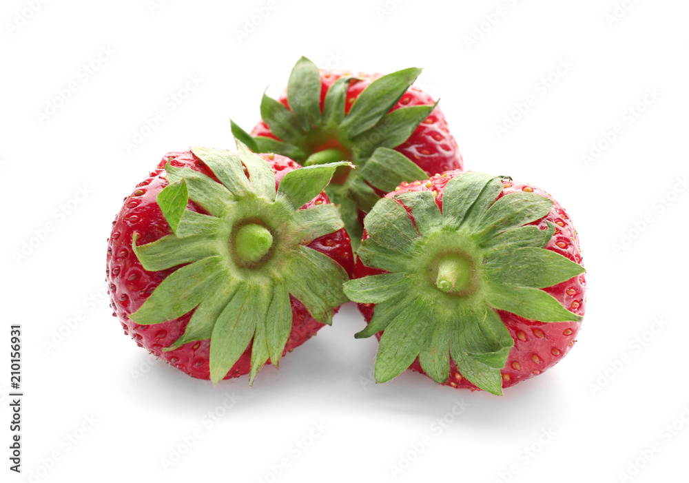 Sweet ripe strawberries on white background