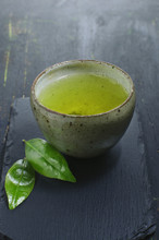 Hot Green Tea In A Traditional Bowl