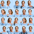 © Krakenimages.com - Middle age woman, diferent emotions collage over blue background