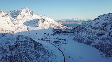 Wall Mural - panorama of mountains and sea. beautiful natural aerial landscape in the norway