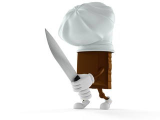 Canvas Print - Chocolate character holding kitchen knife