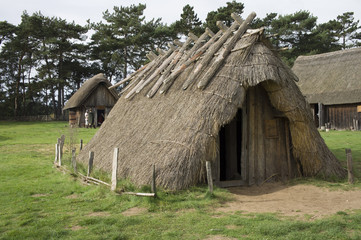 A reconstructed model of an early medieval house.