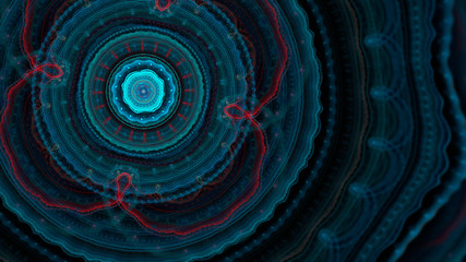 Poster - abstract fractal illustration in blue and red color