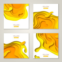 Wall Mural - Square banners with yellow paper cut