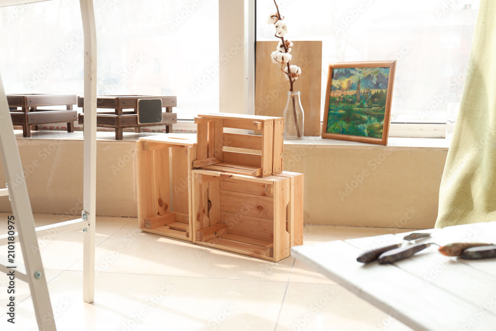 Interior of artist's workshop