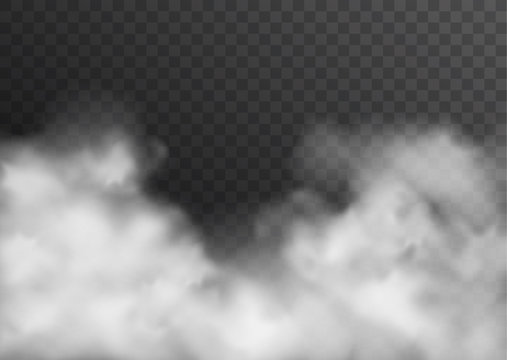 vector realistic smoke, fog or mist transparent effect isolated on dark background