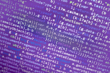 Javascript code. Computer programming source code. Abstract screen of web developer. Colorful digital technology modern background.
