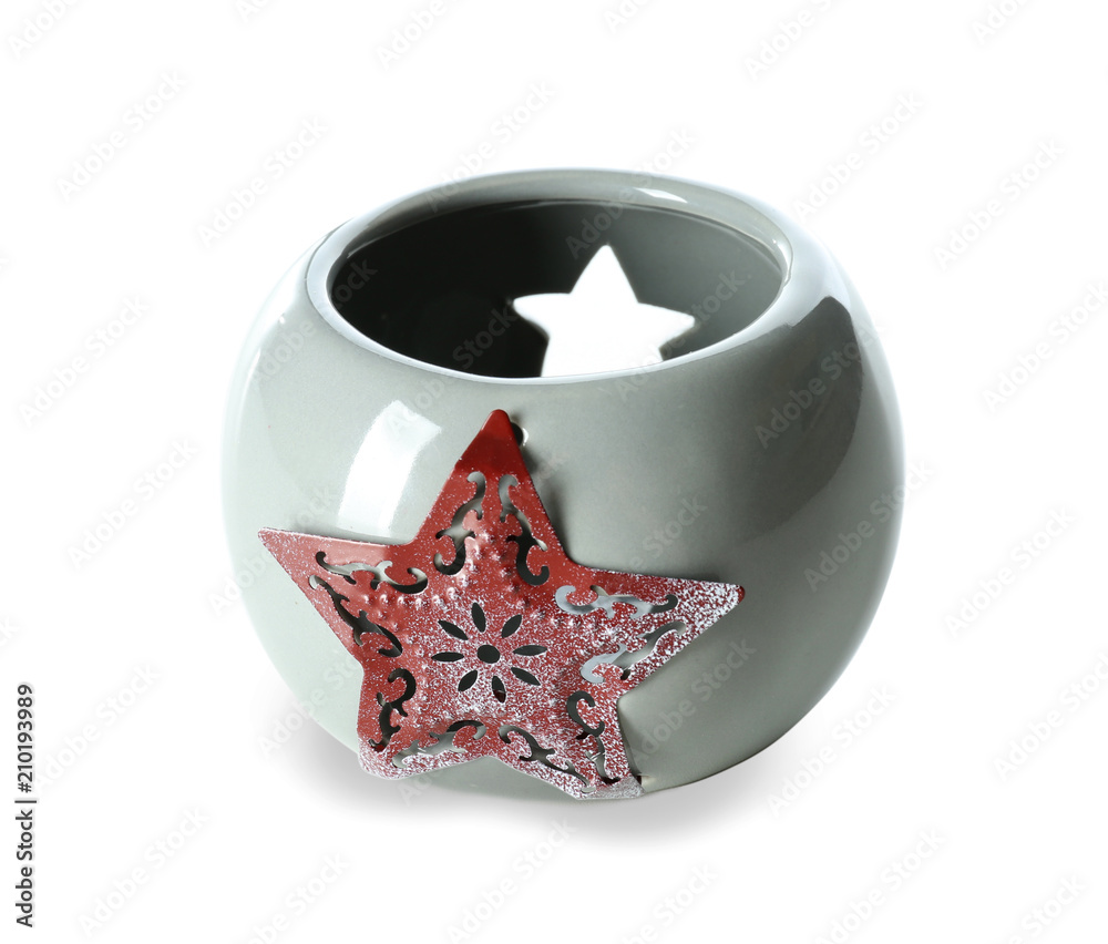 Beautiful candle holder on white background