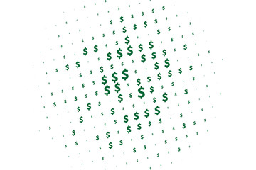 Poster - Green vector background with signs of dollars. Simple geometrical pattern with banking symbols. 