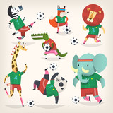 Fototapeta Pokój dzieciecy - Team of wild animals playing football. Second team.