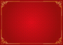 Chinese New Year Background, Abstract Oriental Wallpaper, Red Square Window Inspiration, Vector Illustration 