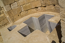 Baptistmal Cross Shaped Font In Avdat Ancient Nabataean Settleme