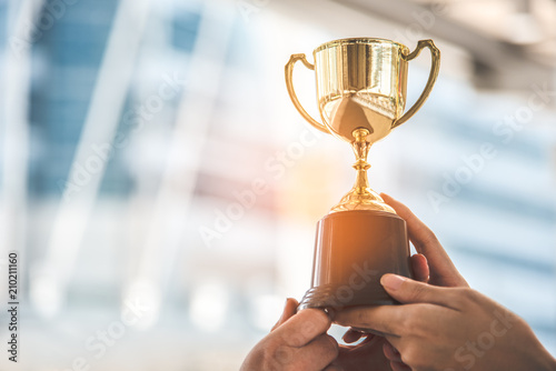 Cuadros en Lienzo Champion golden trophy for winner background