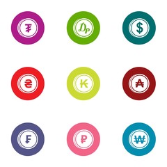 Poster - Cent icons set. Flat set of 9 cent vector icons for web isolated on white background