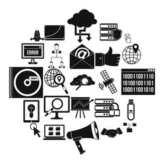 Poster - Shadow internet icons set. Simple set of 25 shadow internet vector icons for web isolated on white background