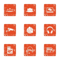 Poster - Voice control icons set. Grunge set of 9 voice control vector icons for web isolated on white background
