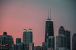 Chicago Skyline With A Pink Sunset