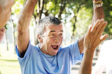 Wall Mural - Mature man in a team