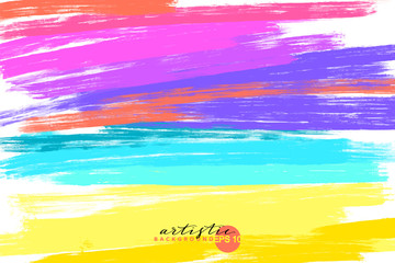 Poster - artistic backdrop, vector with brush strokes, brush paint look background with colorful hand painted stains