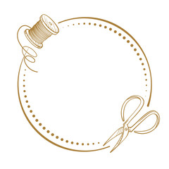 Wall Mural - Vector round dotted frame frame whith handmade tools