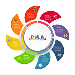 Poster - Circle chart infographic template with 8 options for presentations, advertising, layouts, annual reports