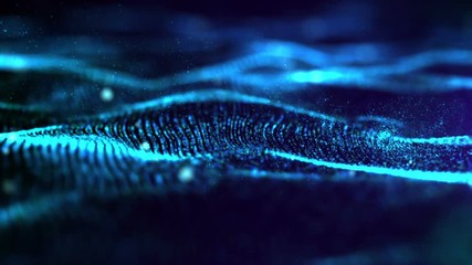 Aufkleber - Digital Blue digital abstract luxurious sparkling wave particles flow de-focus background
