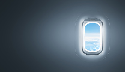 Wall Mural - airplane window with copy space