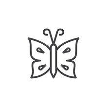 Butterfly With Antenna Outline Icon. Linear Style Sign For Mobile Concept And Web Design. Tropical Butterfly Simple Line Vector Icon. Symbol, Logo Illustration. Pixel Perfect Vector Graphics