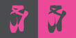 Icono plano zapatillas ballet en espacio negativo en rosa y gris