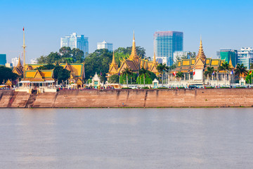 Wall Mural - Phnom Penh city skyline, Cambodia