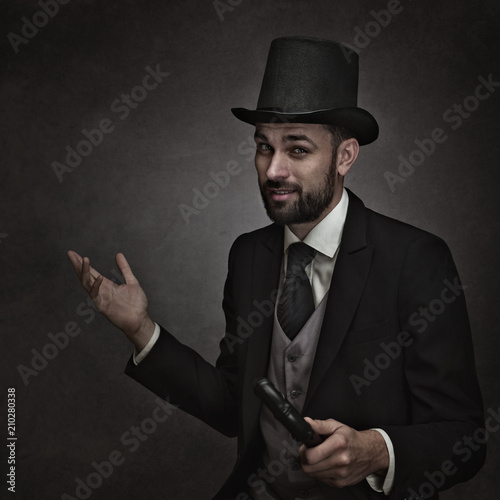 Cuadros en Lienzo Englishman and gentleman. Retro styled male portrait