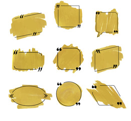 Wall Mural - Vector Quote Boxes Set, Golden Marker Strokes Background, Blank Template.