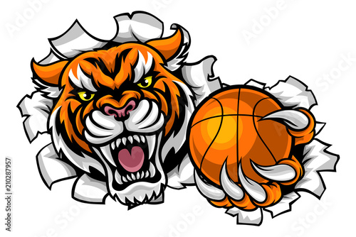 Tiger Holding Basketball Ba...
