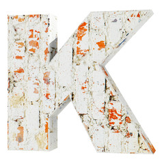 Wall Mural - Capital letter - K from dirty bricks. 3D Render Illustration