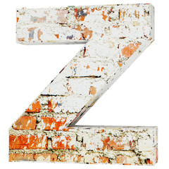 Wall Mural - Capital letter - Z from dirty bricks. 3D Render Illustration