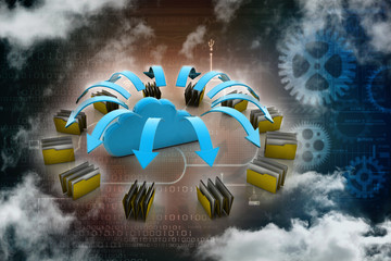 Poster - 3d rendering cloud  folder network
